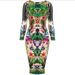 Topshop Tropical Bodycon Dress